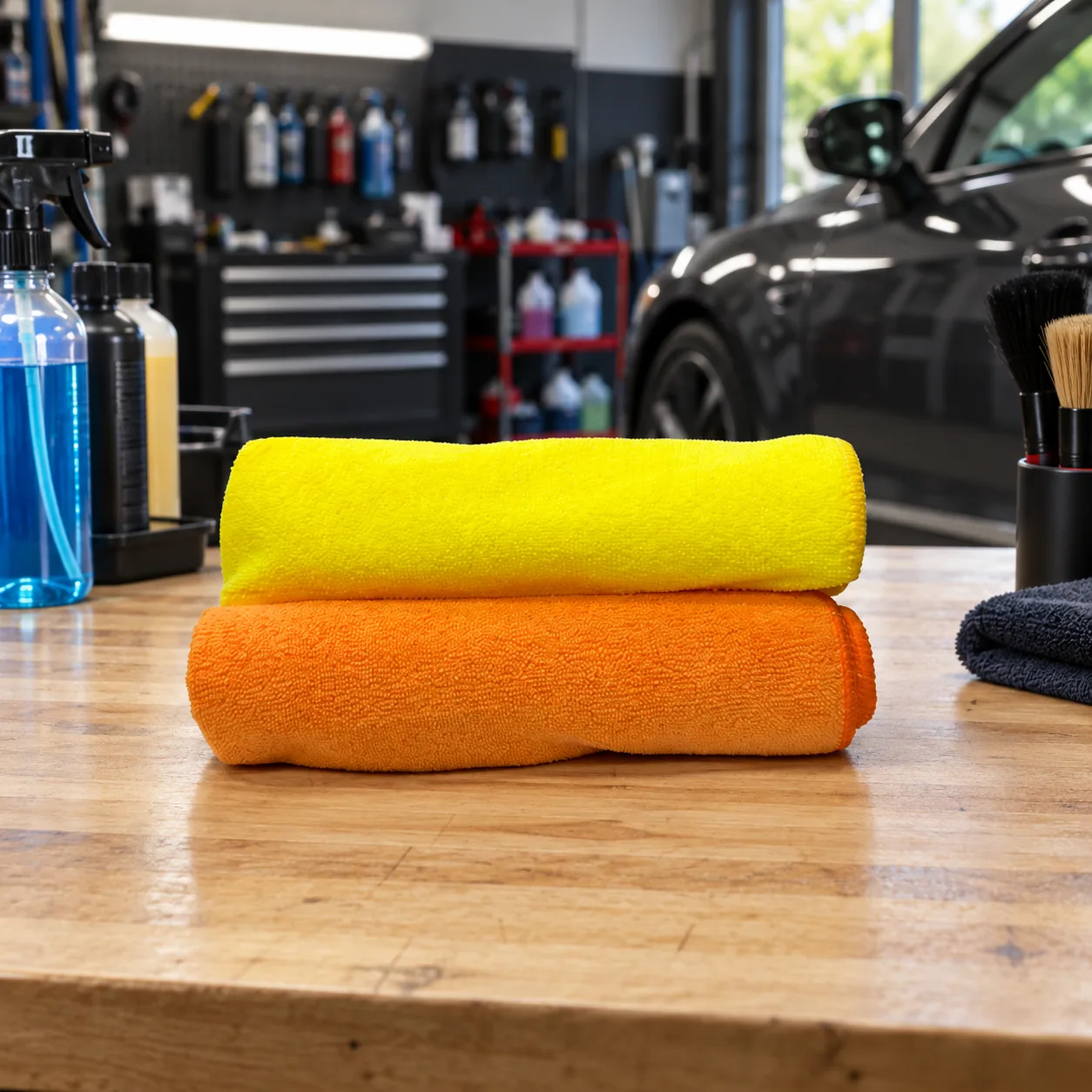 Mikrofiber krpe za auto – žuta i narandžasta, 2 komada