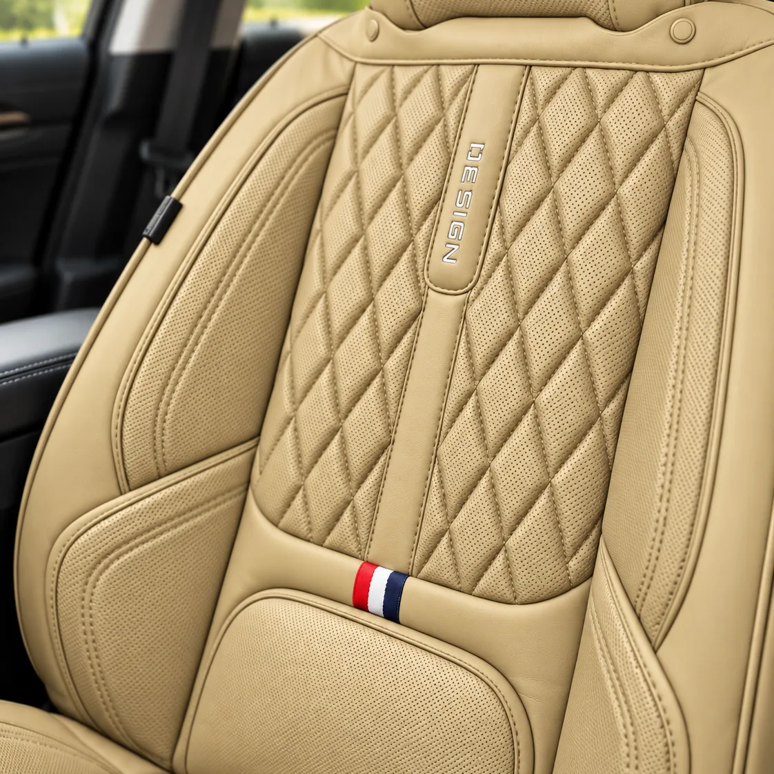 Kožne presvlake za auto sjedišta DESIGN, komplet – bež