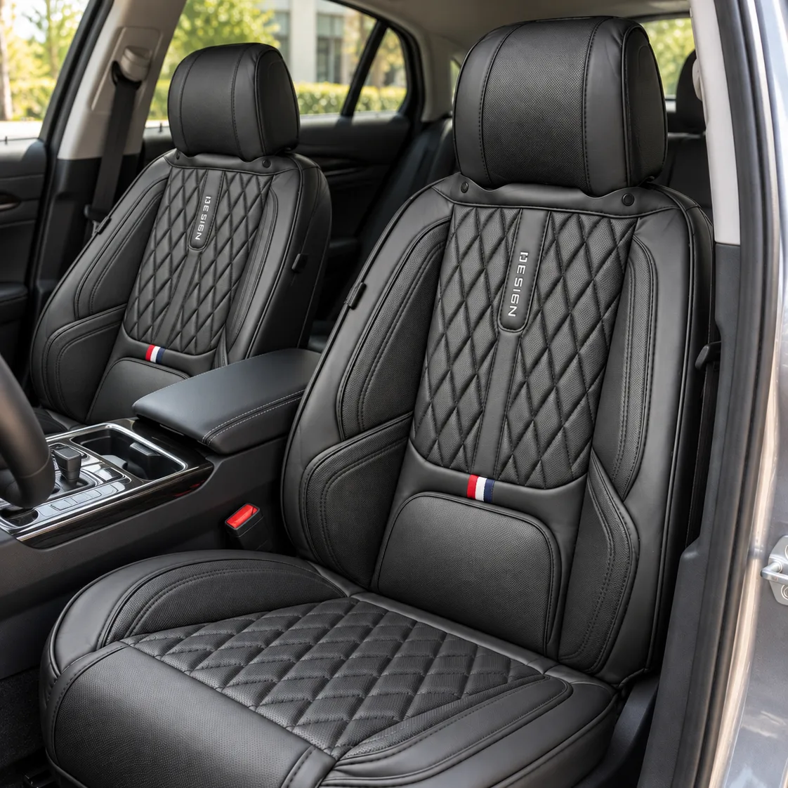 Kožne presvlake za auto sjedišta DESIGN, komplet – bež