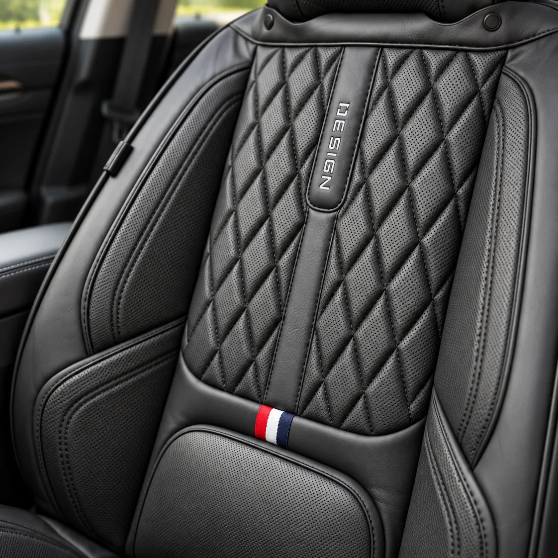 Kožne presvlake za auto sjedišta DESIGN, komplet – bež
