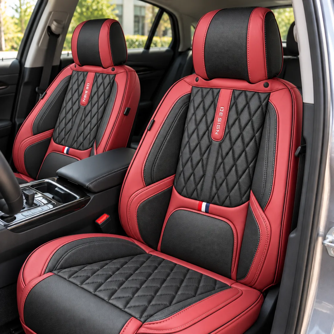 Kožne presvlake za auto sjedišta DESIGN, komplet – bež