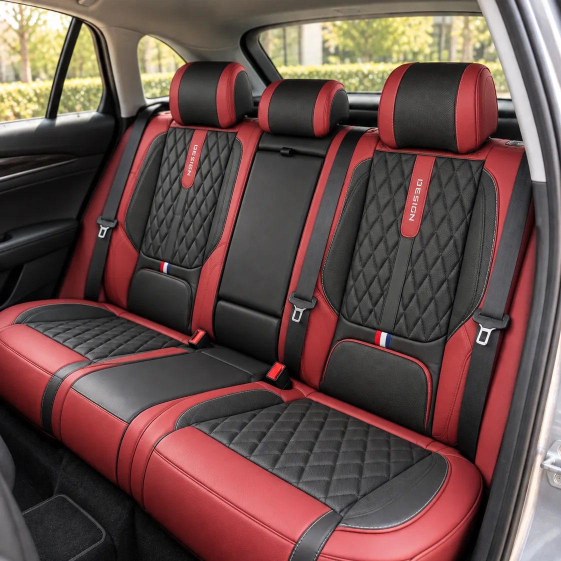 Kožne presvlake za auto sjedišta DESIGN, komplet – bež