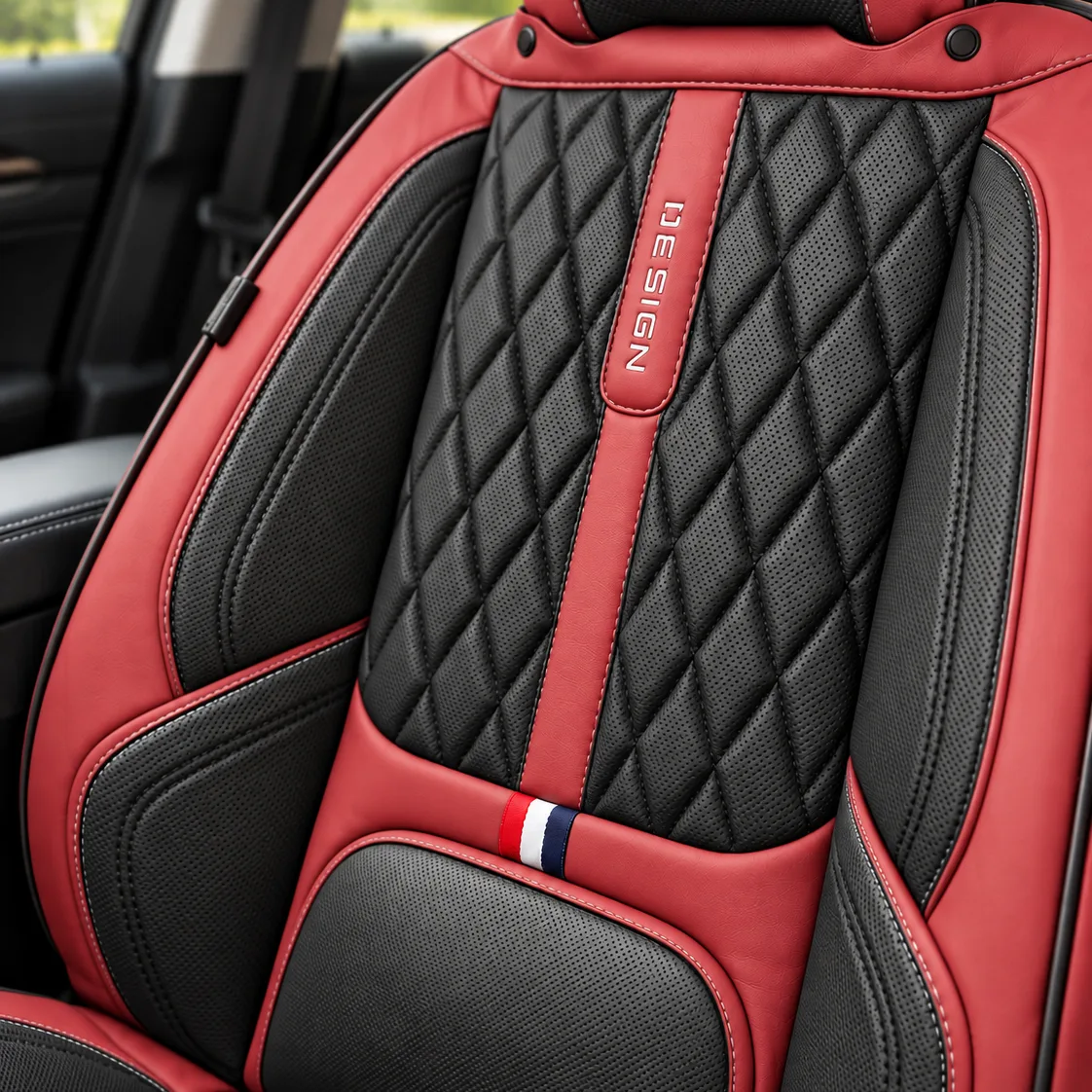 Kožne presvlake za auto sjedišta DESIGN, komplet – bež