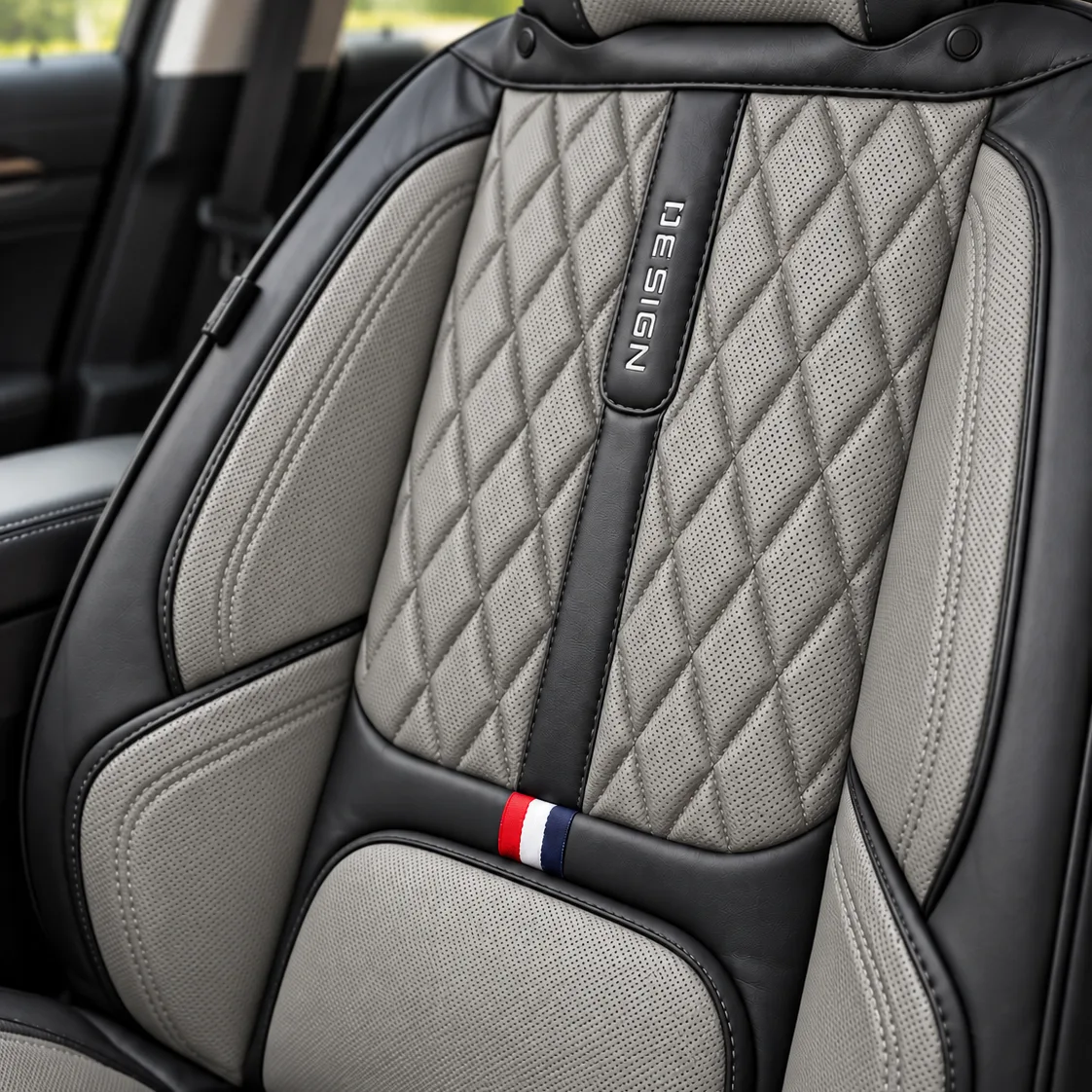 Kožne presvlake za auto sjedišta DESIGN, komplet – bež