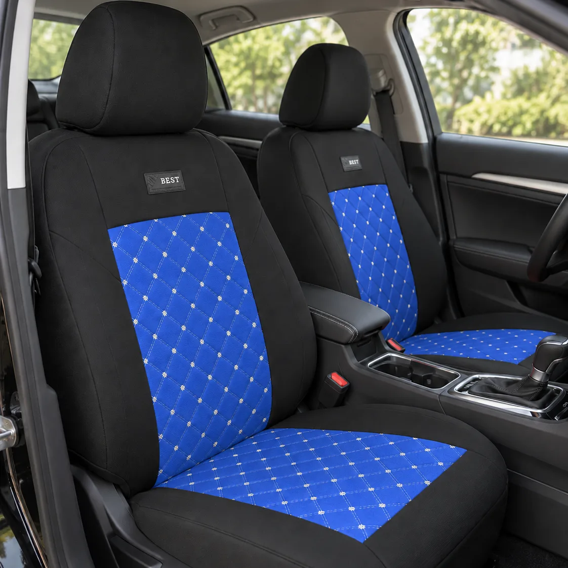 Presvlake za auto sjedišta BEST, komplet – plavo-crne sa rombovima