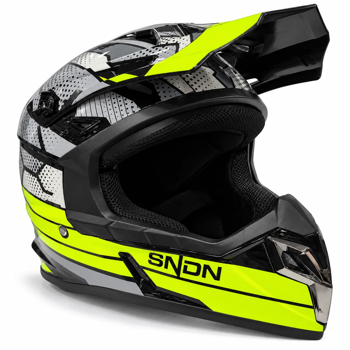Kaciga za motokros SNDN – fluo žuto-sivo-crna