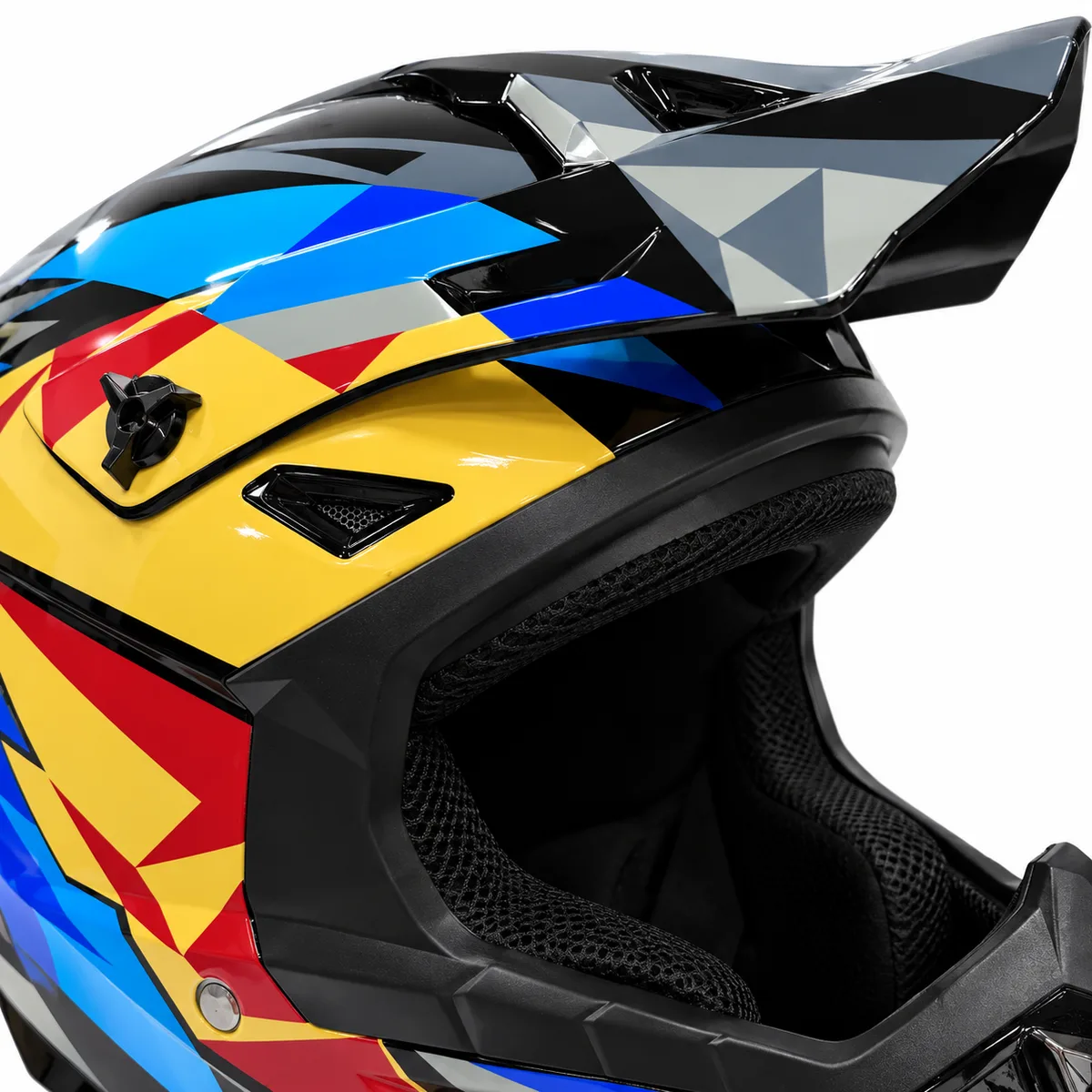 Kaciga za motokros – višebojni geometrijski dezen
