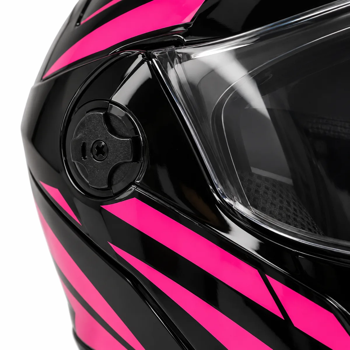 Kaciga za motor – crna sa roze šarama, preklopna
