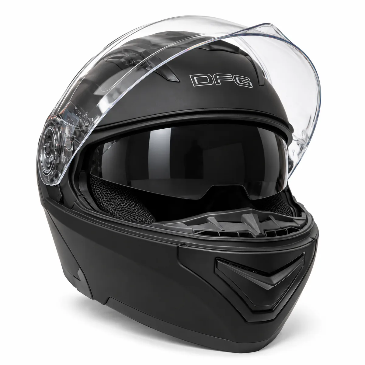 Kaciga za motor DFG – mat crna, preklopna