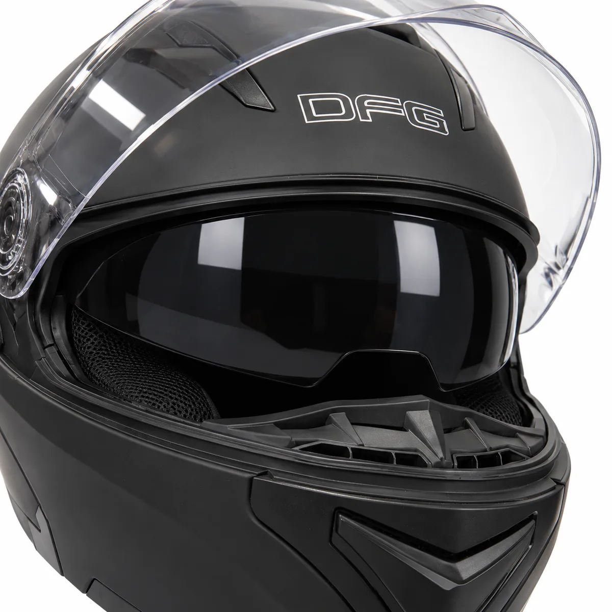 Kaciga za motor DFG – mat crna, preklopna
