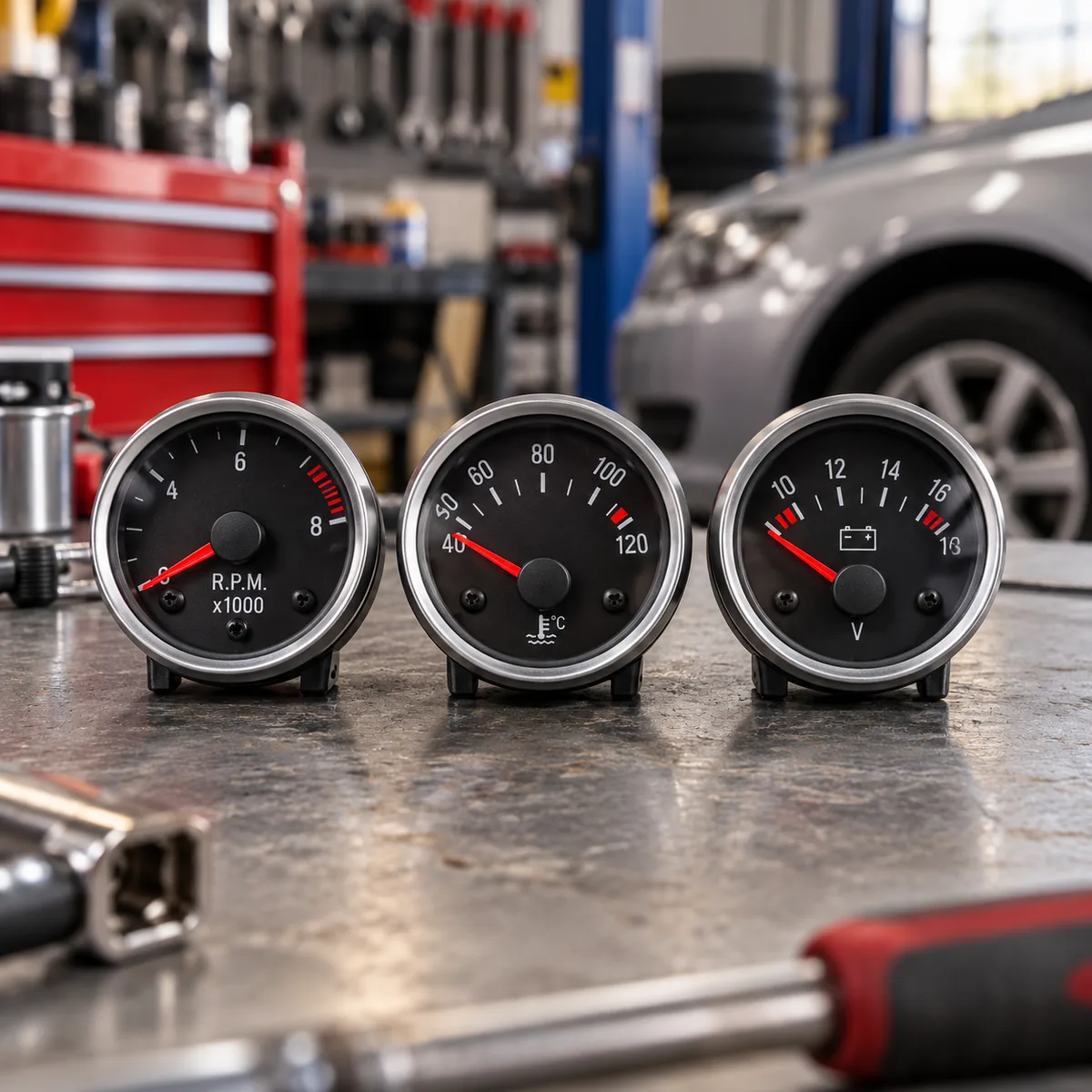 Set automobilskih manometara – 3 komada