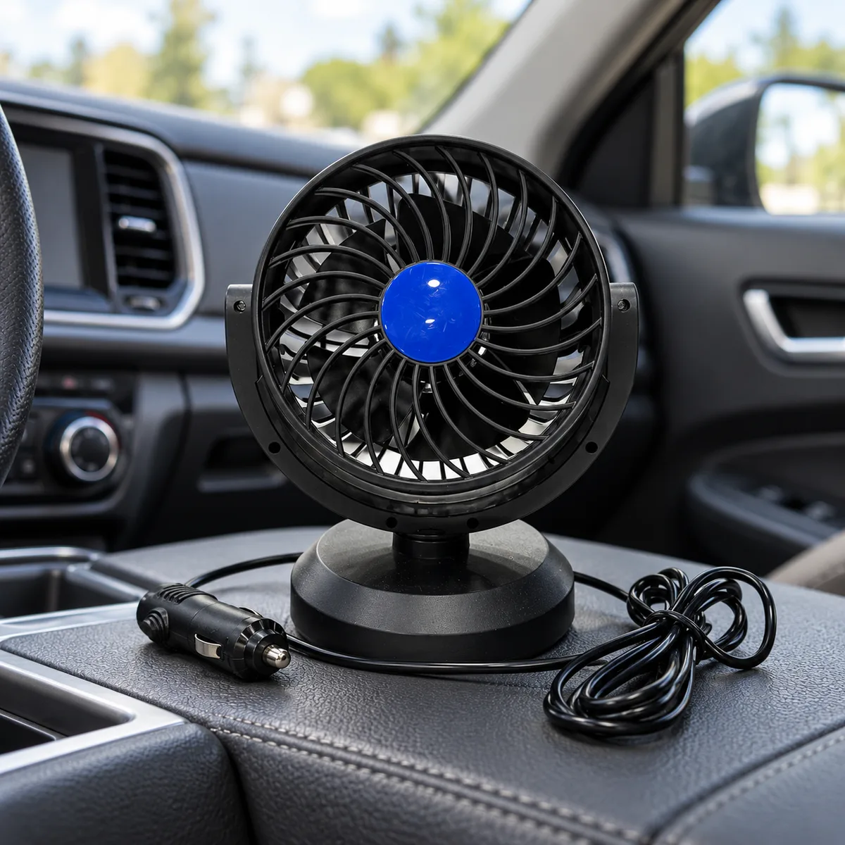 Ventilator za auto – crni, na postolju